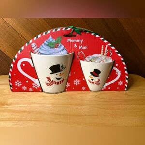 Mommy & Mini Snowman Mug Set Christmas Holiday Coffee Cups New